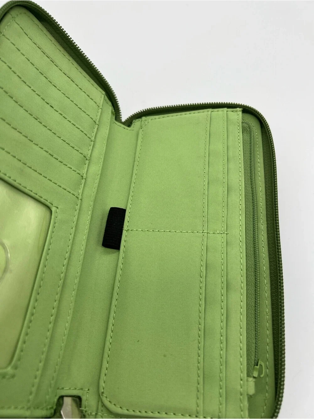 Liz Claiborne Olive Green Croc-Embossed Zip Around Wallet